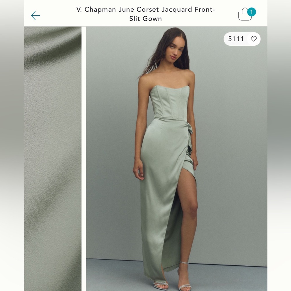 V Chapman June corset jacquard front- slit gown